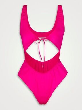 Skims NWT Pink Satin Bow Tie Front One Piece Sexy Cut Out Bodysuit Size 3X